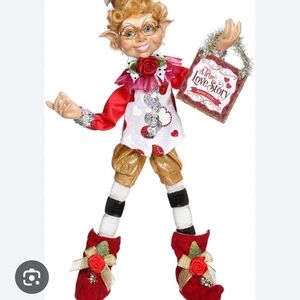 ❤️❤️ MARK ROBERTS Valentines Elfin Doll with Red White+Gold Outfit "LOVE STORY"